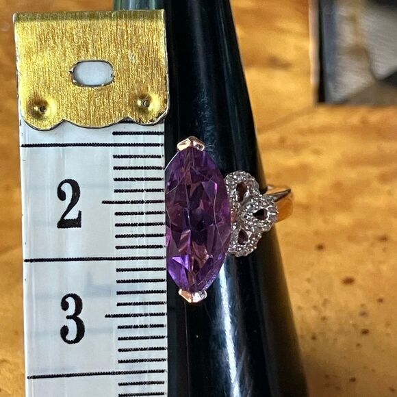 Rose De France Amethyst Marquise Cut Sterling Silver Ring Size 8 - Picture 7 of 9
